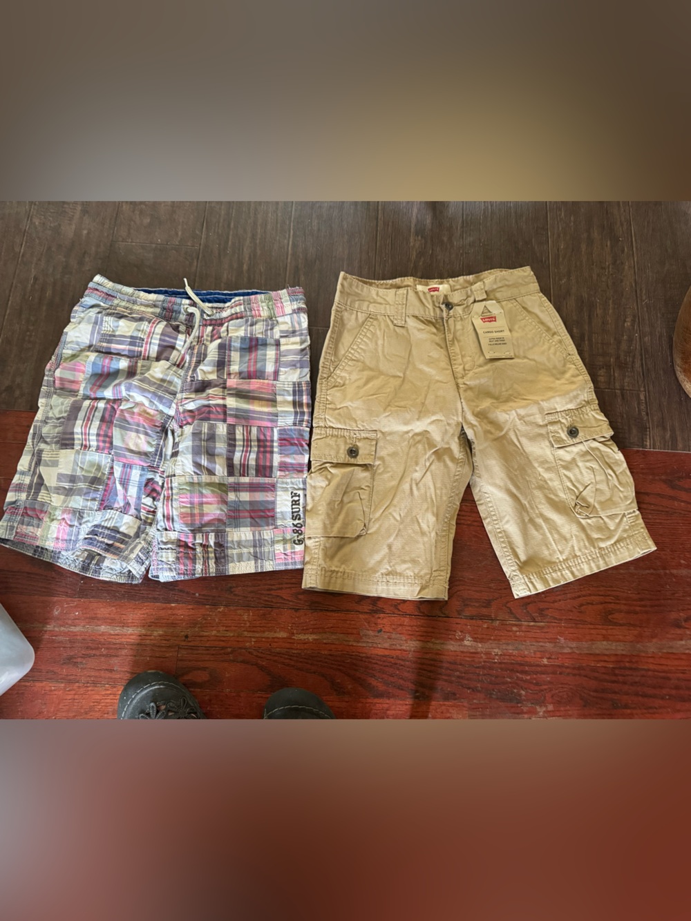 Kids Cargo Shorts in Tan and Plaid - Versatile Casual Bottoms